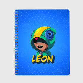 Тетрадь с принтом BRAWL STARS LEON в Курске, 100% бумага | 48 листов, плотность листов — 60 г/м2, плотность картонной обложки — 250 г/м2. Листы скреплены сбоку удобной пружинной спиралью. Уголки страниц и обложки скругленные. Цвет линий — светло-серый
 | Тематика изображения на принте: brawl stars | games | leon | бравл старс | бравл старс амбер | браул старс | игры | легендарный бравлер | леон