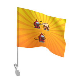 Флаг для автомобиля с принтом Among Us в Курске, 100% полиэстер | Размер: 30*21 см | among us | cosmos | game | space | амогас | игра | космос | среди нас