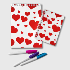 Блокнот с принтом Сердечки в Курске, 100% бумага | 48 листов, плотность листов — 60 г/м2, плотность картонной обложки — 250 г/м2. Листы скреплены удобной пружинной спиралью. Цвет линий — светло-серый
 | love | любовь | сердечки | сердечко | сердца