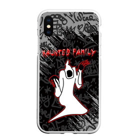 Чехол для iPhone XS Max матовый с принтом HAUNTED FAMILY в Курске, Силикон | Область печати: задняя сторона чехла, без боковых панелей | born to trap | haunted family | kizaru | rap | борн ту треп | кизару | музыка. | русский реп