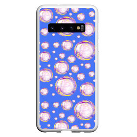 Чехол для Samsung Galaxy S10 с принтом Мыльные пузыри в Курске, Силикон | Область печати: задняя сторона чехла, без боковых панелей | вода | лето | мыло | мыльная пена | пена | пузыри | синий | фиолетовый | шампунь