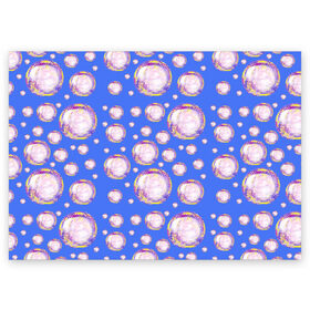 Поздравительная открытка с принтом Мыльные пузыри в Курске, 100% бумага | плотность бумаги 280 г/м2, матовая, на обратной стороне линовка и место для марки
 | вода | лето | мыло | мыльная пена | пена | пузыри | синий | фиолетовый | шампунь