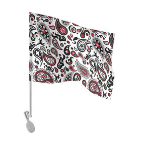 Флаг для автомобиля с принтом Молекулярный рисунок в Курске, 100% полиэстер | Размер: 30*21 см | арт | белый | биология | красный | молекула | рисунок | чёрный