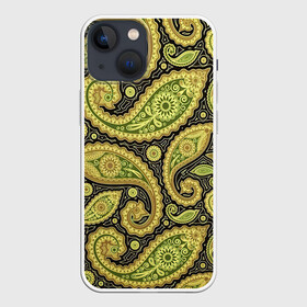 Чехол для iPhone 13 mini с принтом Молекулярная хна в Курске,  |  | арт | биология | зелёный | молекула | подсолнух | подсолнухи | рисунок | хна | цветок | цветы | чёрный