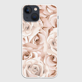 Чехол для iPhone 13 mini с принтом Элегантность в Курске,  |  | беж | нежно | пастельный | роза | цветок | элегантно