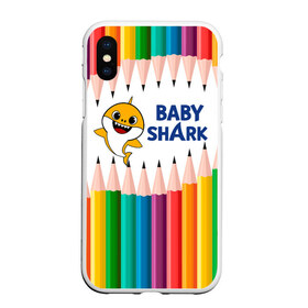 Чехол для iPhone XS Max матовый с принтом Baby Shark в Курске, Силикон | Область печати: задняя сторона чехла, без боковых панелей | baby | baby shark | shark | акула | анимация | бэби | бэби шарк | дети | мультфильм | песня | ребенок | шарк