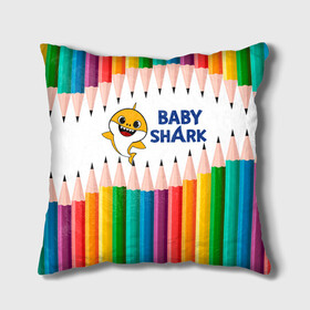 Подушка 3D с принтом Baby Shark в Курске, наволочка – 100% полиэстер, наполнитель – холлофайбер (легкий наполнитель, не вызывает аллергию). | состоит из подушки и наволочки. Наволочка на молнии, легко снимается для стирки | baby | baby shark | shark | акула | анимация | бэби | бэби шарк | дети | мультфильм | песня | ребенок | шарк