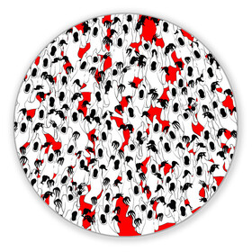 Коврик для мышки круглый с принтом Haunted Family в Курске, резина и полиэстер | круглая форма, изображение наносится на всю лицевую часть | hip hop | kizaru | rap | красный | паттерн | приведение | призрак | рэп | толпа | хип хоп