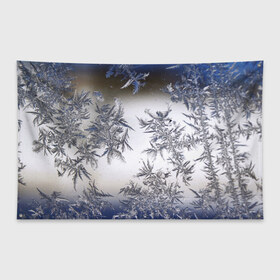 Флаг-баннер с принтом Морозная свежесть в Курске, 100% полиэстер | размер 67 х 109 см, плотность ткани — 95 г/м2; по краям флага есть четыре люверса для крепления | зима | зимний узор | мороз | морозный узор | узор