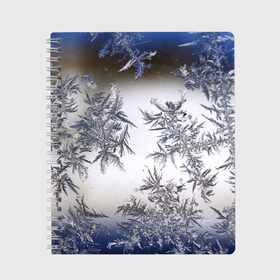 Тетрадь с принтом Морозная свежесть в Курске, 100% бумага | 48 листов, плотность листов — 60 г/м2, плотность картонной обложки — 250 г/м2. Листы скреплены сбоку удобной пружинной спиралью. Уголки страниц и обложки скругленные. Цвет линий — светло-серый
 | зима | зимний узор | мороз | морозный узор | узор
