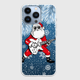 Чехол для iPhone 13 Pro с принтом Дед Мороз Рокер в Курске,  |  | Тематика изображения на принте: гитара | гитарист | год | дед | зима | зимний | клаус | метал | металл | мороз | музыка | музыкант | новый | рождество | рок | рокер | санта