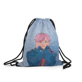 Рюкзак-мешок 3D с принтом JIMIN SPRING DAY в Курске, 100% полиэстер | плотность ткани — 200 г/м2, размер — 35 х 45 см; лямки — толстые шнурки, застежка на шнуровке, без карманов и подкладки | bt21 | bts | hoseok | jhope | jimin | jin | jungkook | namjoon | rm | taehyung | v | бантан | бт21 | бтс | весна | ви | голубая | джей хоуп | джин | зима | намджун | новый год | рм | снег | снежинки | спринг дэй | тэхен | хосок | чимин | чонгук 