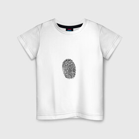 Детская футболка хлопок с принтом  fingerprint в Курске, 100% хлопок | круглый вырез горловины, полуприлегающий силуэт, длина до линии бедер | fingerprint | отпечаток | отпечаток пальца | палец | след пальца