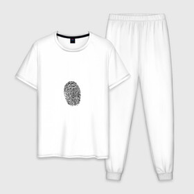 Мужская пижама хлопок с принтом  fingerprint в Курске, 100% хлопок | брюки и футболка прямого кроя, без карманов, на брюках мягкая резинка на поясе и по низу штанин
 | Тематика изображения на принте: fingerprint | отпечаток | отпечаток пальца | палец | след пальца