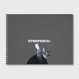 Альбом для рисования с принтом Отвернись! в Курске, 100% бумага
 | матовая бумага, плотность 200 мг. | cat | кот | смущение
