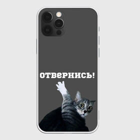 Чехол для iPhone 12 Pro с принтом Отвернись! в Курске, силикон | область печати: задняя сторона чехла, без боковых панелей | cat | кот | смущение