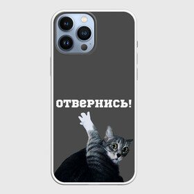 Чехол для iPhone 13 Pro Max с принтом Отвернись в Курске,  |  | Тематика изображения на принте: cat | кот | смущение