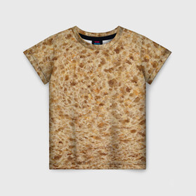 Детская футболка 3D с принтом Хлеб в Курске, 100% гипоаллергенный полиэфир | прямой крой, круглый вырез горловины, длина до линии бедер, чуть спущенное плечо, ткань немного тянется | Тематика изображения на принте: 2020 | 2021 | еда | лаваш | плед | подарок | приколы | текстура | футболка | хлеб