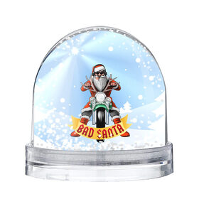 Снежный шар с принтом Bad Santa Biker в Курске, Пластик | Изображение внутри шара печатается на глянцевой фотобумаге с двух сторон | 