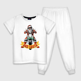 Детская пижама хлопок с принтом Bad Santa Biker в Курске, 100% хлопок |  брюки и футболка прямого кроя, без карманов, на брюках мягкая резинка на поясе и по низу штанин
 | 