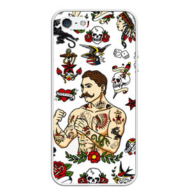 Чехол для iPhone 5/5S матовый с принтом HIPSTER TATTOO в Курске, Силикон | Область печати: задняя сторона чехла, без боковых панелей | hipsters | tattoo | девушка в тату | птицы | тату | усы | хипстер | хипстеры | черепа и розы | черепа и цветы | чёрная пантера | чувак | это борода. | я есть стиль