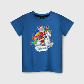 Детская футболка хлопок с принтом Santa Claus Rides в Курске, 100% хлопок | круглый вырез горловины, полуприлегающий силуэт, длина до линии бедер | 