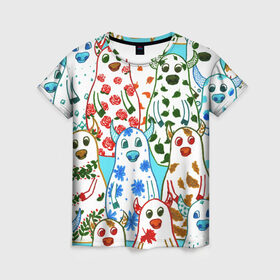 Женская футболка 3D с принтом Быки - матрешки. Времена года в Курске, 100% полиэфир ( синтетическое хлопкоподобное полотно) | прямой крой, круглый вырез горловины, длина до линии бедер | 