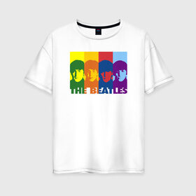Женская футболка хлопок Oversize с принтом The Beatles в Курске, 100% хлопок | свободный крой, круглый ворот, спущенный рукав, длина до линии бедер
 | битлз | история | легенда | меломану | музыка | рок н ролл