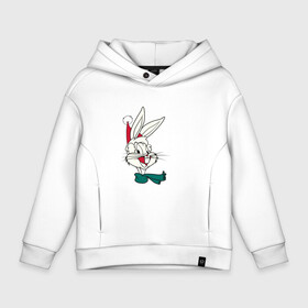 Детское худи Oversize хлопок с принтом Bugs Bunny в Курске, френч-терри — 70% хлопок, 30% полиэстер. Мягкий теплый начес внутри —100% хлопок | боковые карманы, эластичные манжеты и нижняя кромка, капюшон на магнитной кнопке | Тематика изображения на принте: looney tunes | warner bros | багз банни | безумные мелодии | веселые мелодии | ворнер | луни тюнз | луни тюнс | мультяшки | новый год