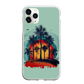 Чехол для iPhone 11 Pro Max матовый с принтом Мазня с пальмами в Курске, Силикон |  | живопись | краска | мазки | пальмы | пейзаж с пальмами | пейзажи | тропики.