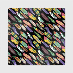 Магнит виниловый Квадрат с принтом Feathers в Курске, полимерный материал с магнитным слоем | размер 9*9 см, закругленные углы | color | cool | fashion | feather | hipster | круто | мода | перо | хипстер | цвет