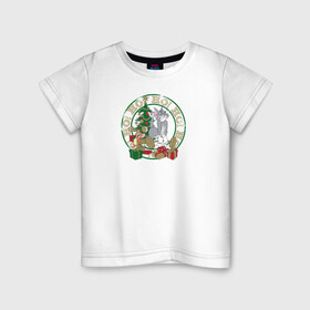 Детская футболка хлопок с принтом Ho Ho Ho в Курске, 100% хлопок | круглый вырез горловины, полуприлегающий силуэт, длина до линии бедер | tom and jerry | vdkimel | warner bros | новый год | подарки | том и джерри