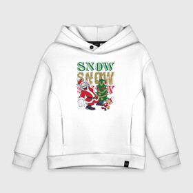 Детское худи Oversize хлопок с принтом Snow Snow Snow в Курске, френч-терри — 70% хлопок, 30% полиэстер. Мягкий теплый начес внутри —100% хлопок | боковые карманы, эластичные манжеты и нижняя кромка, капюшон на магнитной кнопке | tom and jerry | vdkimel | warner bros | том и джерри