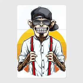 Магнитный плакат 2Х3 с принтом Monkey hipster в Курске, Полимерный материал с магнитным слоем | 6 деталей размером 9*9 см | baseball cap | beard | cool | earring | ears | fashion | hype | jaw | monkey | muzzle | smile | teeth | бейсболка | борода | зубы | круто | мода | обезьяна | пасть | серьга | улыбка | хайп