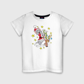 Детская футболка хлопок с принтом Tom and Jerry в Курске, 100% хлопок | круглый вырез горловины, полуприлегающий силуэт, длина до линии бедер | tom and jerry | vdkimel | warner bros | том и джерри