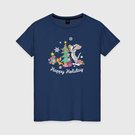 Женская футболка хлопок с принтом Tom and Jerry в Курске, 100% хлопок | прямой крой, круглый вырез горловины, длина до линии бедер, слегка спущенное плечо | tom and jerry | vdkimel | warner bros | том и джерри