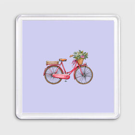 Магнит 55*55 с принтом Bicycle в Курске, Пластик | Размер: 65*65 мм; Размер печати: 55*55 мм | букет | велосипед | лето | цветы