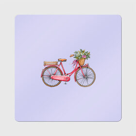 Магнит виниловый Квадрат с принтом Bicycle в Курске, полимерный материал с магнитным слоем | размер 9*9 см, закругленные углы | букет | велосипед | лето | цветы
