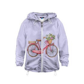 Детская ветровка 3D с принтом Bicycle в Курске, 100% полиэстер | подол и капюшон оформлены резинкой с фиксаторами, по бокам два кармана без застежек, один потайной карман на груди | букет | велосипед | лето | цветы
