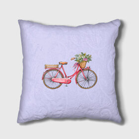 Подушка 3D с принтом Bicycle в Курске, наволочка – 100% полиэстер, наполнитель – холлофайбер (легкий наполнитель, не вызывает аллергию). | состоит из подушки и наволочки. Наволочка на молнии, легко снимается для стирки | букет | велосипед | лето | цветы