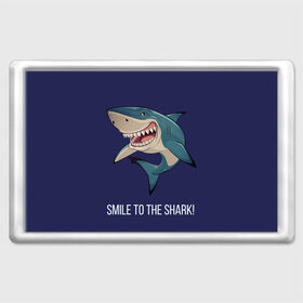 Магнит 45*70 с принтом Улыбнись акуле в Курске, Пластик | Размер: 78*52 мм; Размер печати: 70*45 | акула | акулий оскал | зубастая улыбка. | позитив | улыбка акулы | хищники