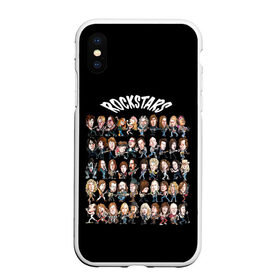 Чехол для iPhone XS Max матовый с принтом ROCK STARS в Курске, Силикон | Область печати: задняя сторона чехла, без боковых панелей | beatles | bono | kiss | music | nirvana | queen | rock | roling stones | stars | usa | боно | джагер | звезды | кобэйн | меркьюри | музыка | озборн | разные | рок