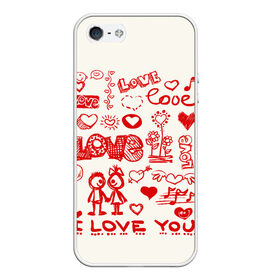 Чехол для iPhone 5/5S матовый с принтом Детская любовь, в Курске, Силикон | Область печати: задняя сторона чехла, без боковых панелей | дети | детские рисунки | любовь | сердечки | я тебя люблю.
