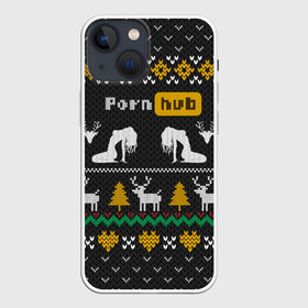 Чехол для iPhone 13 mini с принтом Pornhub свитер с оленями в Курске,  |  | 2021 | knit | knitted | merch | new year | sweater | ugly sweater | вязанный | вязяный | зимний | лого | логотип | мерч | новый год | олени | рождественский | рождественский свитер | рождес