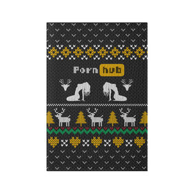 Обложка для паспорта матовая кожа с принтом Pornhub свитер с оленями в Курске, натуральная матовая кожа | размер 19,3 х 13,7 см; прозрачные пластиковые крепления | Тематика изображения на принте: 2021 | knit | knitted | merch | new year | sweater | ugly sweater | вязанный | вязяный | зимний | лого | логотип | мерч | новый год | олени | рождественский | рождественский свитер | рождес