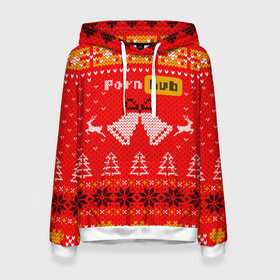 Женская толстовка 3D с принтом Pornhub рождественский свитер в Курске, 100% полиэстер  | двухслойный капюшон со шнурком для регулировки, мягкие манжеты на рукавах и по низу толстовки, спереди карман-кенгуру с мягким внутренним слоем. | 2021 | christmas | knit | knitted | merch | new year | sweater | ugly sweater | вязанный | вязяный | зимний | лого | логотип | мерч | новый год | олени | рождественский | рождество
