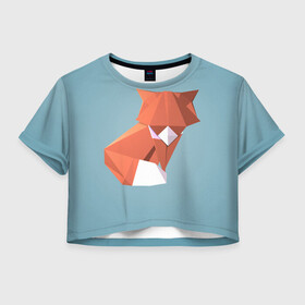 Женская футболка Crop-top 3D с принтом лиса в Курске, 100% полиэстер | круглая горловина, длина футболки до линии талии, рукава с отворотами | геометрия | животные | звери | лиса