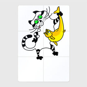 Магнитный плакат 2Х3 с принтом Золотая рыбка в Курске, Полимерный материал с магнитным слоем | 6 деталей размером 9*9 см | Тематика изображения на принте: cat | золотая рыбка | кот. кошка. котик | котенок | коты