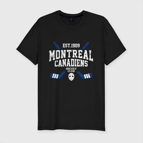 Мужская футболка хлопок Slim с принтом Монреаль Канадиенс в Курске, 92% хлопок, 8% лайкра | приталенный силуэт, круглый вырез ворота, длина до линии бедра, короткий рукав | canadiens | hockey | montreal | montreal canadiens | nhl | usa | канадиенс | монреаль | монреаль канадиенс | нхл | спорт | сша | хоккей | шайба