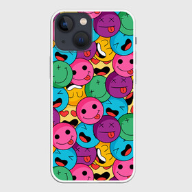 Чехол для iPhone 13 mini с принтом Pattern в Курске,  |  | color | cool | eyes | face | heart | hype | pattern | smile | tongue | глаза | круто | лицо | сердце | узор | улыбка | хайп | цвет | язык